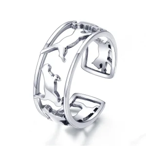 (image for) Silver Happy Cats Ring - PANDORA Style - SCR473