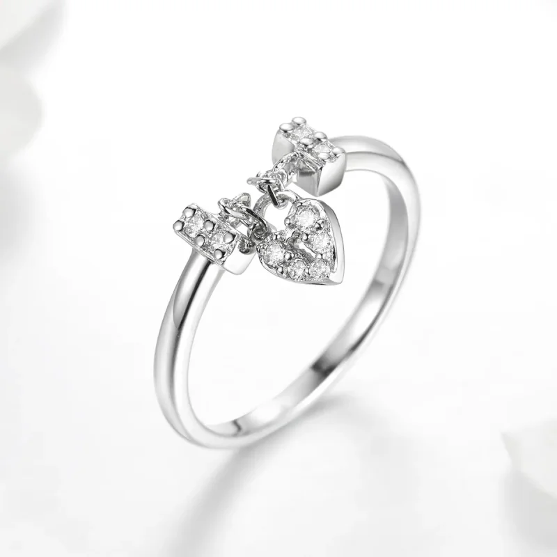 (image for) Silver Heart Lock Ring - PANDORA Style - SCR466 - View 2