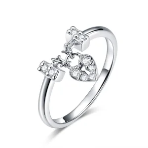 (image for) Silver Heart Lock Ring - PANDORA Style - SCR466