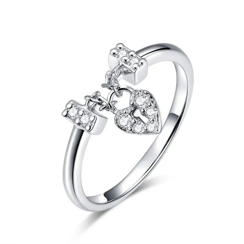 (image for) Silver Heart Lock Ring - PANDORA Style - SCR466 - Product Image