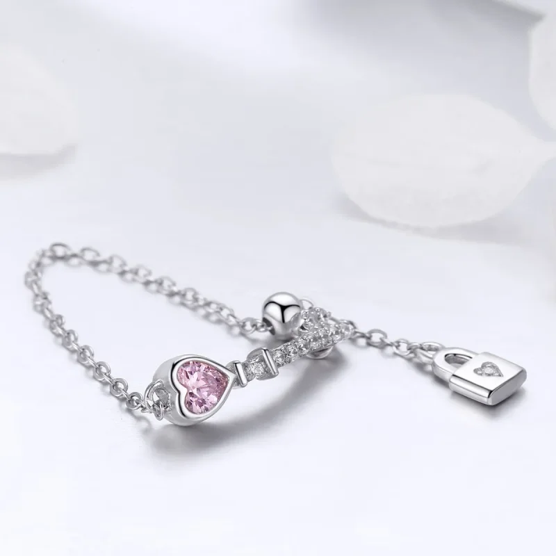 (image for) Silver Key of Heart Lock Ring - PANDORA Style - SCR425 - View 3
