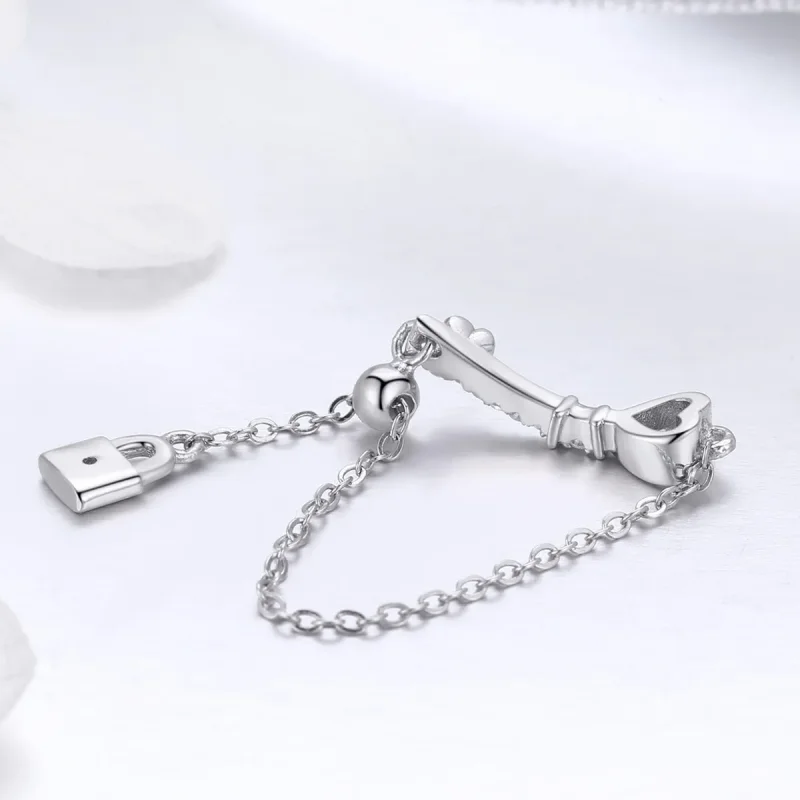 (image for) Silver Key of Heart Lock Ring - PANDORA Style - SCR425 - View 4