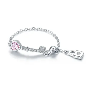(image for) Silver Key of Heart Lock Ring - PANDORA Style - SCR425