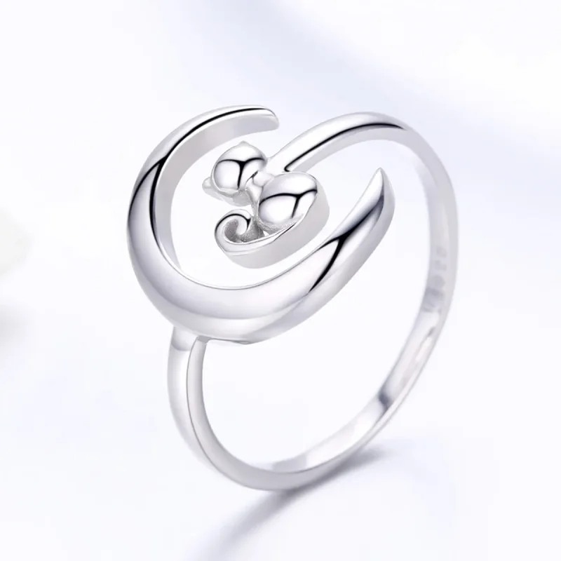 (image for) Silver Moon & Cat Ring - PANDORA Style - SCR451 - View 2