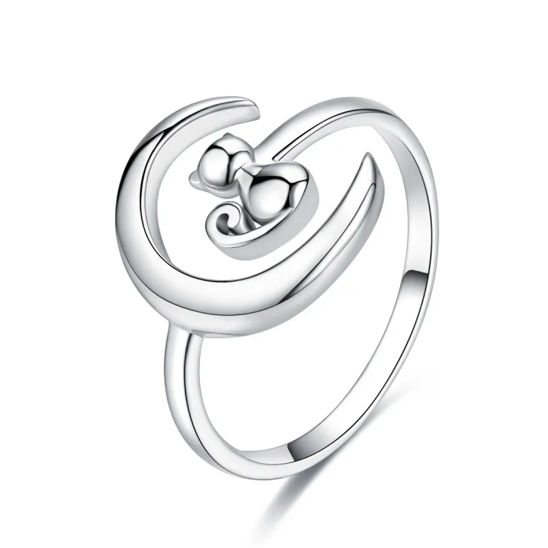 (image for) Silver Moon & Cat Ring - PANDORA Style - SCR451 - Product Image