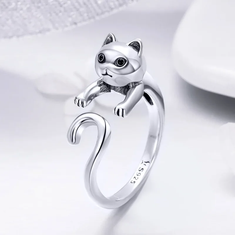(image for) Silver Naughty Cat Ring - PANDORA Style - SCR409 - View 2