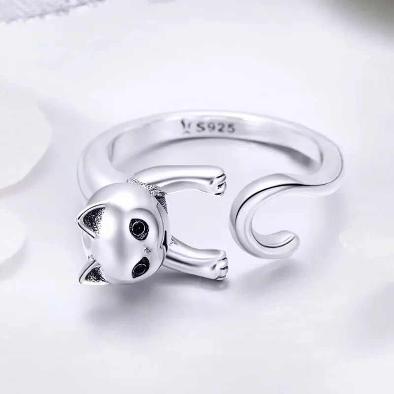 (image for) Silver Naughty Cat Ring - PANDORA Style - SCR409 - View 3