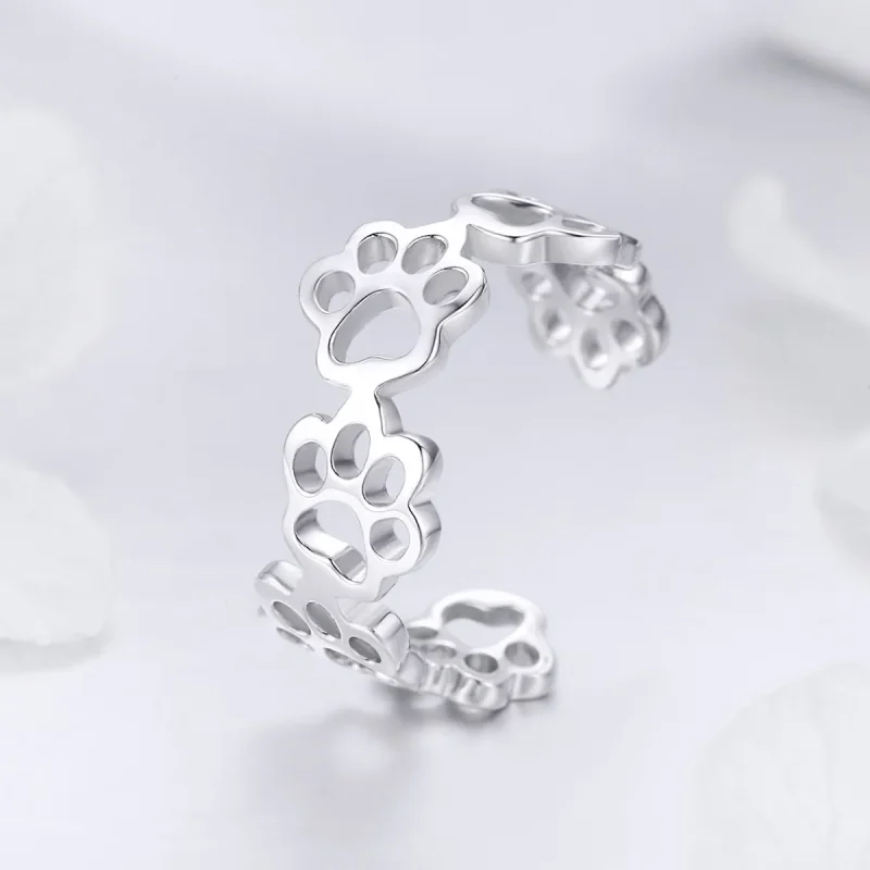 (image for) Silver Paw Trail Ring - PANDORA Style - SCR424 - View 2