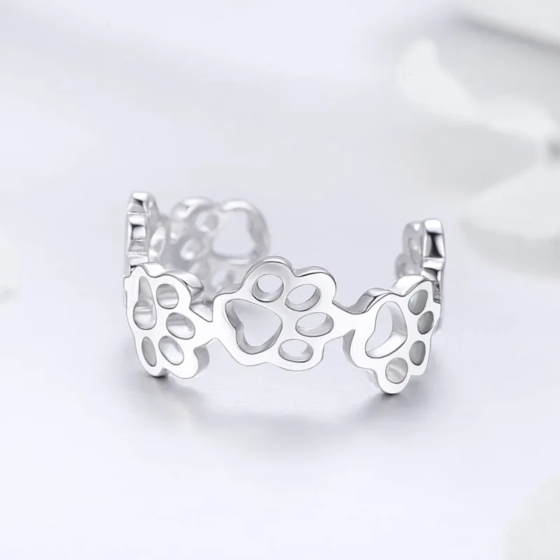 (image for) Silver Paw Trail Ring - PANDORA Style - SCR424 - View 3