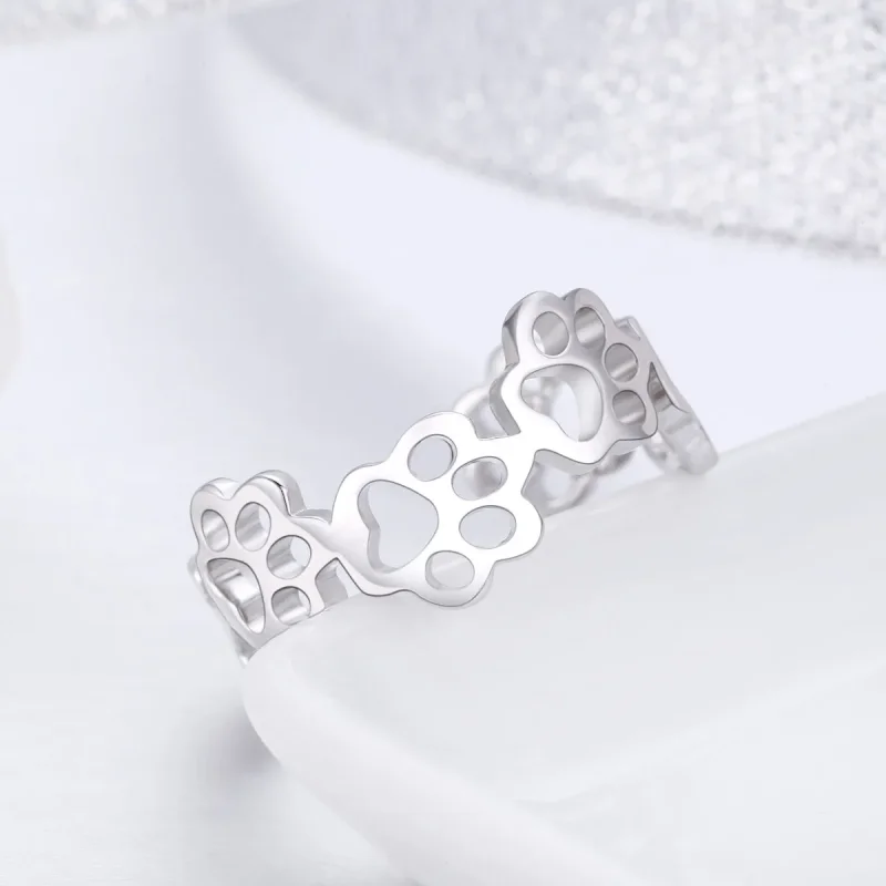 (image for) Silver Paw Trail Ring - PANDORA Style - SCR424 - View 4