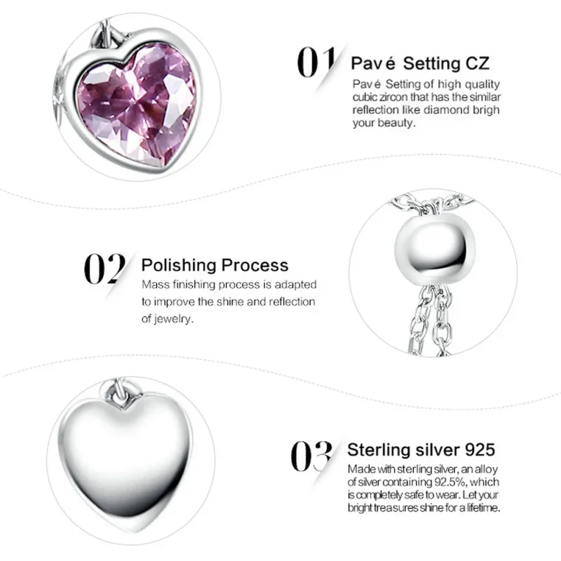 (image for) Silver Pink Heart Chain Ring - PANDORA Style - SCR015 - View 7