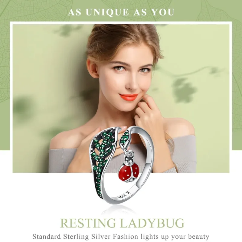 (image for) Silver Resting Ladybug Ring - PANDORA Style - SCR310 - View 2