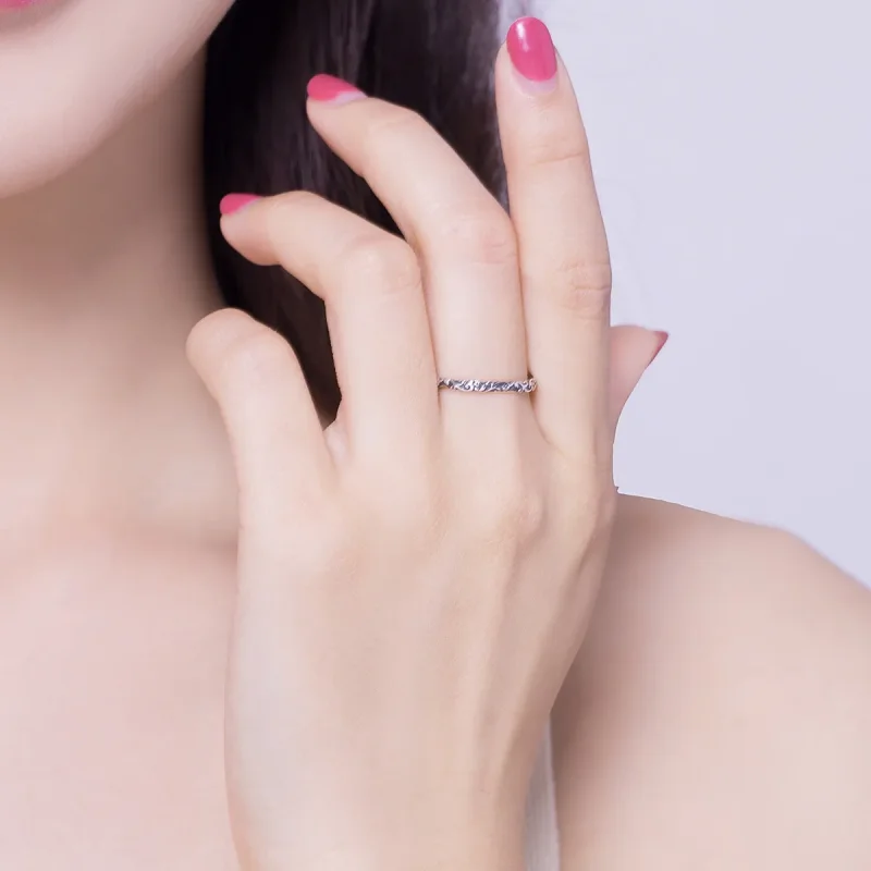 (image for) Silver Retro Patterns Ring - PANDORA Style - SCR513 - View 4