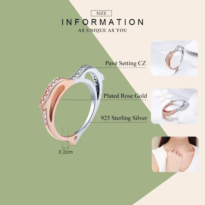 (image for) Silver & Rose Gold Ocean Spirit Ring - PANDORA Style - SCR418 - View 4