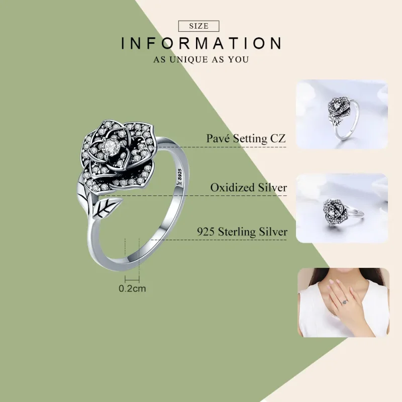 (image for) Silver Rose Love Ring - PANDORA Style - SCR382 - View 4