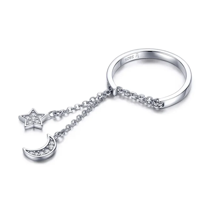 (image for) Silver Star & Moon Ring - PANDORA Style - SCR407 - Product Image