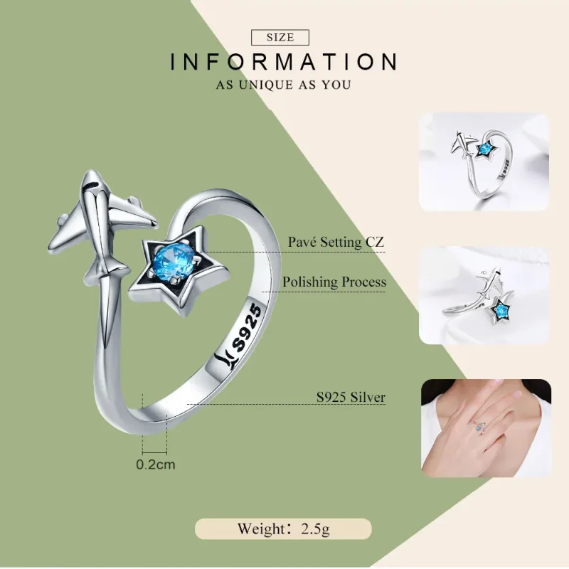(image for) Silver Star Tours Ring - PANDORA Style - SCR322 - View 4