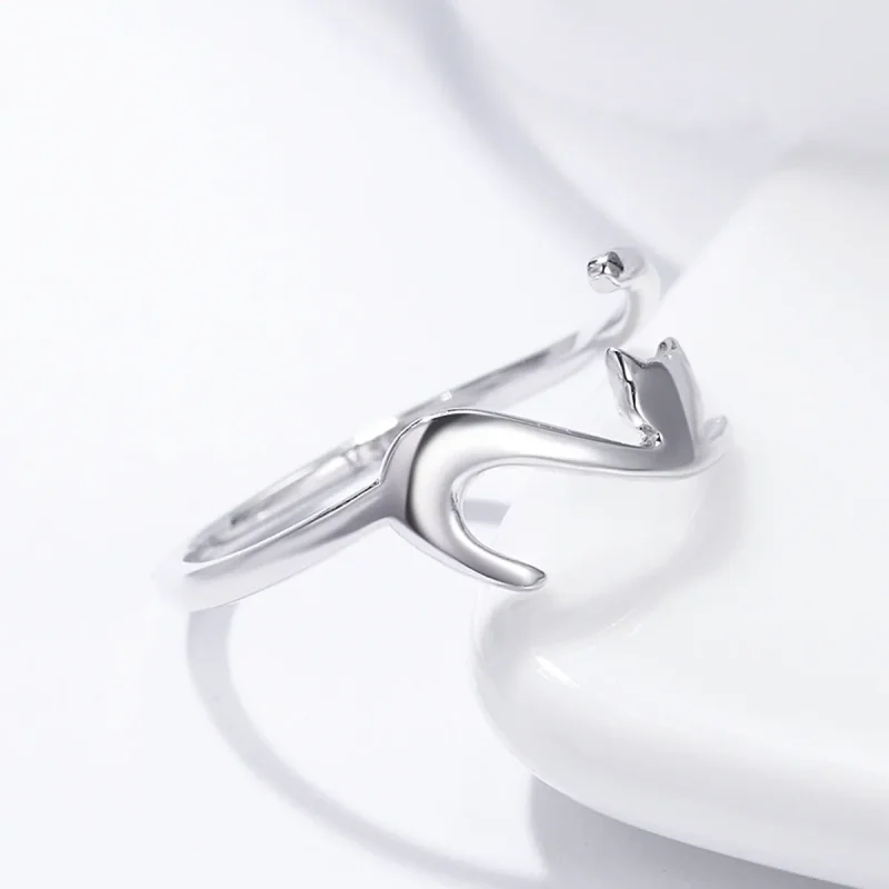 (image for) Silver Sticky Cat Ring - PANDORA Style - SCR220 - View 5