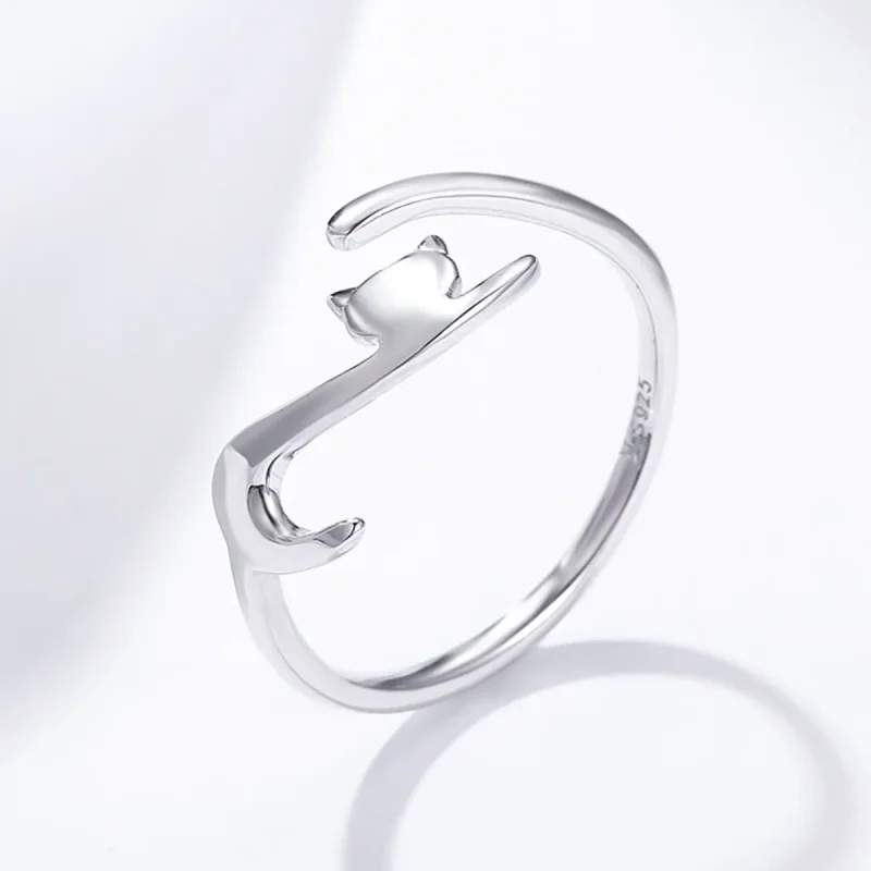 (image for) Silver Sticky Cat Ring - PANDORA Style - SCR220 - View 6