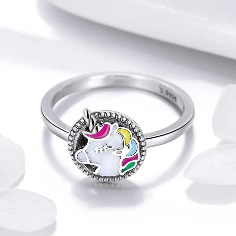 (image for) Silver Unicorn Memory Ring - PANDORA Style - SCR388 - View 3