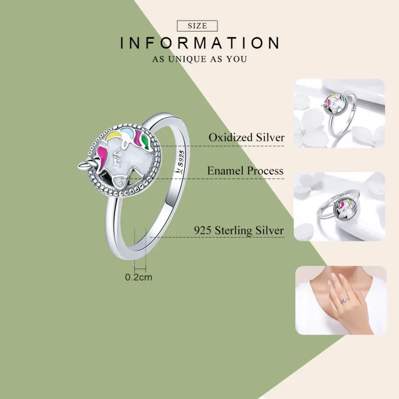 (image for) Silver Unicorn Memory Ring - PANDORA Style - SCR388 - View 4