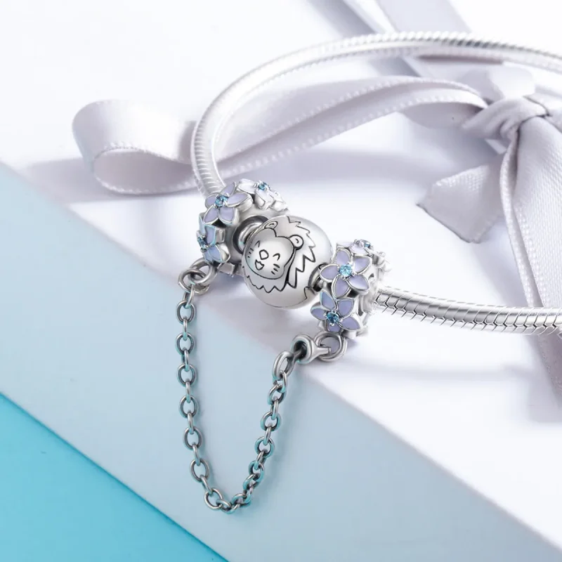 (image for) Pandora Style Silver Charm, Purple Flowers, Multicolor Enamel - SCC602 - View 4