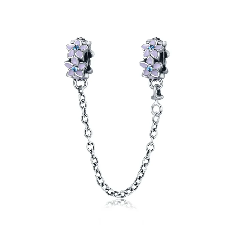 (image for) Pandora Style Silver Charm, Purple Flowers, Multicolor Enamel - SCC602 - Product Image