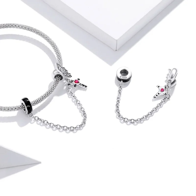 (image for) Pandora Style Silver Charm, Winged Cross, Multicolor Enamel - SCC1781 - View 4