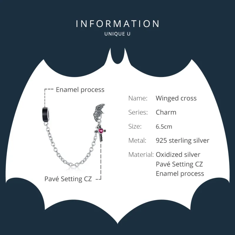 (image for) Pandora Style Silver Charm, Winged Cross, Multicolor Enamel - SCC1781 - View 6