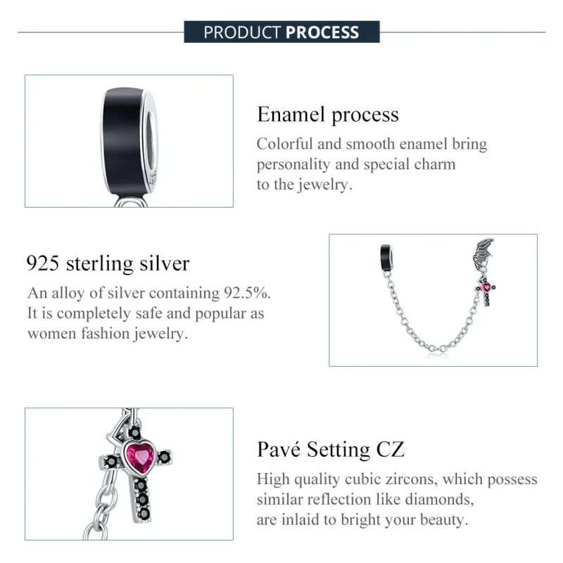 (image for) Pandora Style Silver Charm, Winged Cross, Multicolor Enamel - SCC1781 - View 7