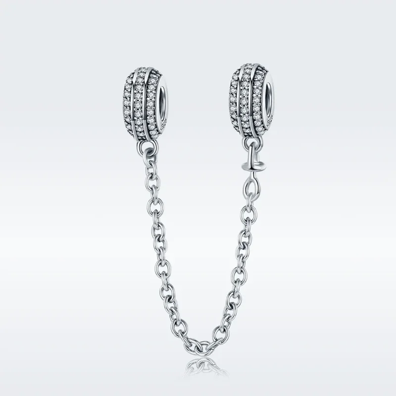 (image for) Pandora Style Silver Pavé Safety Chain Charm - SCC812 - View 3