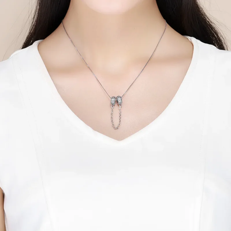 (image for) Pandora Style Silver Pavé Safety Chain Charm - SCC812 - View 5