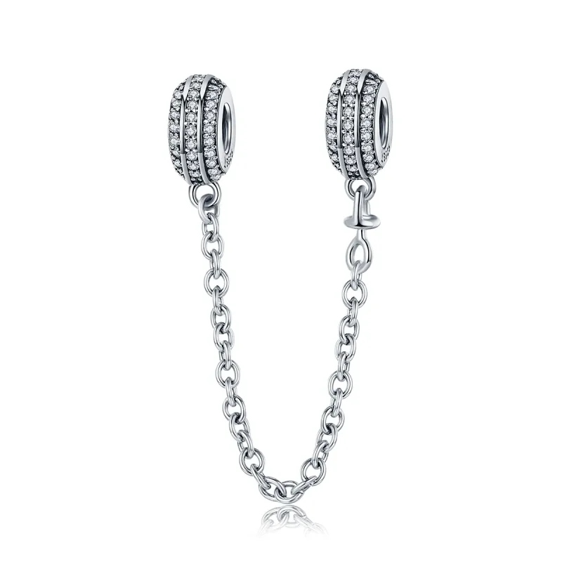 (image for) Pandora Style Silver Pavé Safety Chain Charm - SCC812 - Product Image