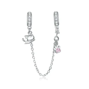 (image for) Pandora Style Silver Safety Chain Charm, Cat and Claw - BSC243
