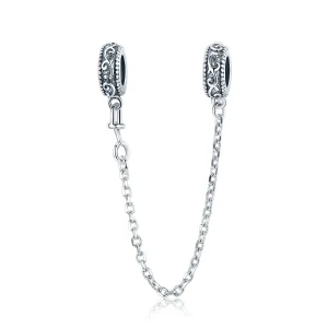 (image for) Pandora Style Silver Safety Chain Charm, Classical Vine - SCC1546
