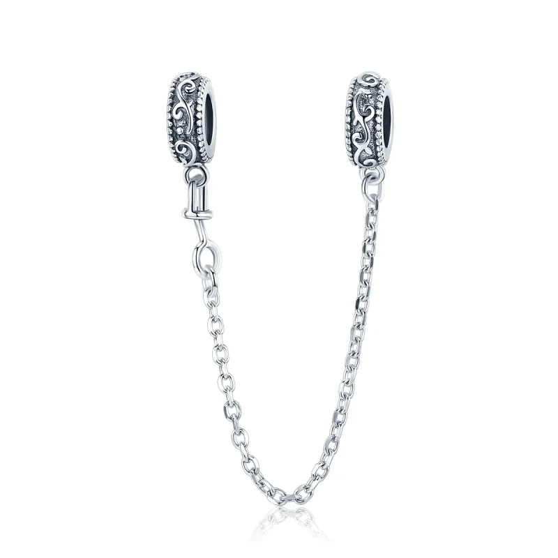 (image for) Pandora Style Silver Safety Chain Charm, Classical Vine - SCC1546 - Product Image