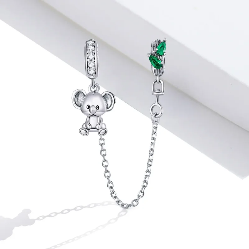 (image for) Pandora Style Silver Safety Chain Charm, Cute Koala - SCC1523 - View 2