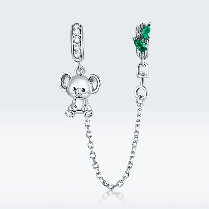 (image for) Pandora Style Silver Safety Chain Charm, Cute Koala - SCC1523 - View 5