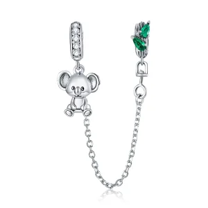 (image for) Pandora Style Silver Safety Chain Charm, Cute Koala - SCC1523