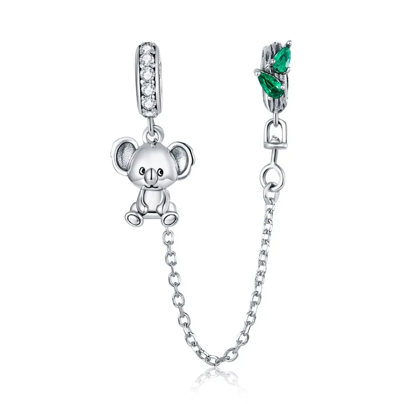 (image for) Pandora Style Silver Safety Chain Charm, Cute Koala - SCC1523 - Product Image