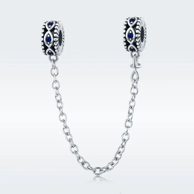 (image for) Pandora Style Silver Safety Chain Charm, Devil's Eye - SCC617 - View 2