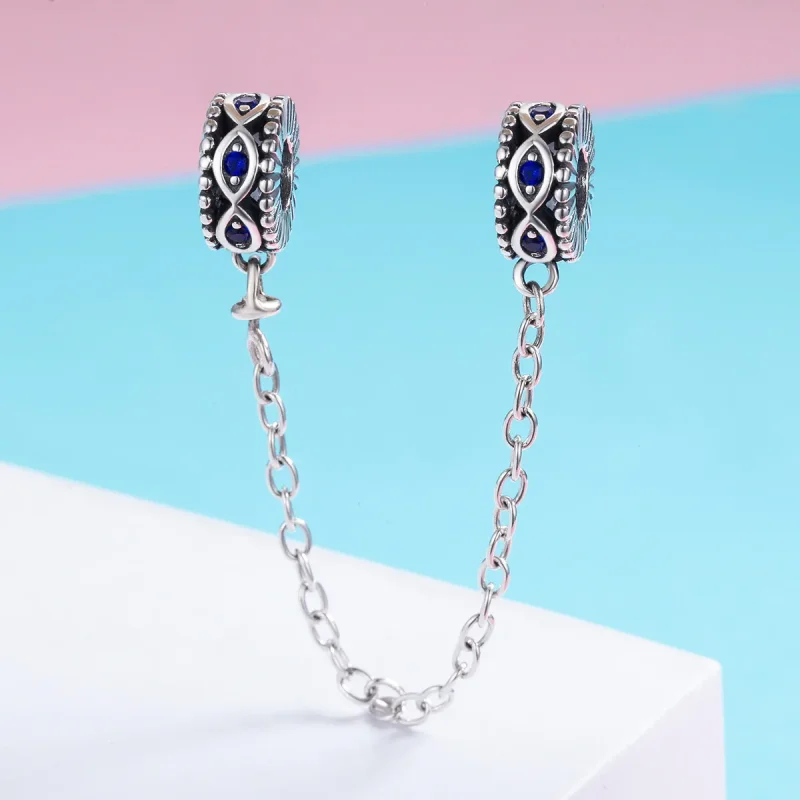 (image for) Pandora Style Silver Safety Chain Charm, Devil's Eye - SCC617 - View 3