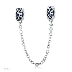 (image for) Pandora Style Silver Safety Chain Charm, Devil's Eye - SCC617