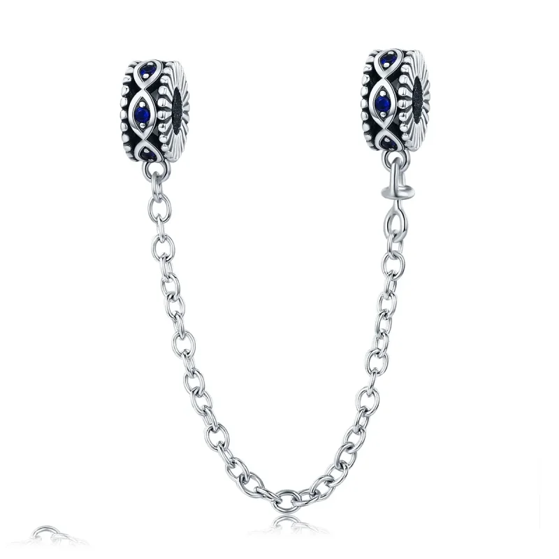 (image for) Pandora Style Silver Safety Chain Charm, Devil's Eye - SCC617 - Product Image