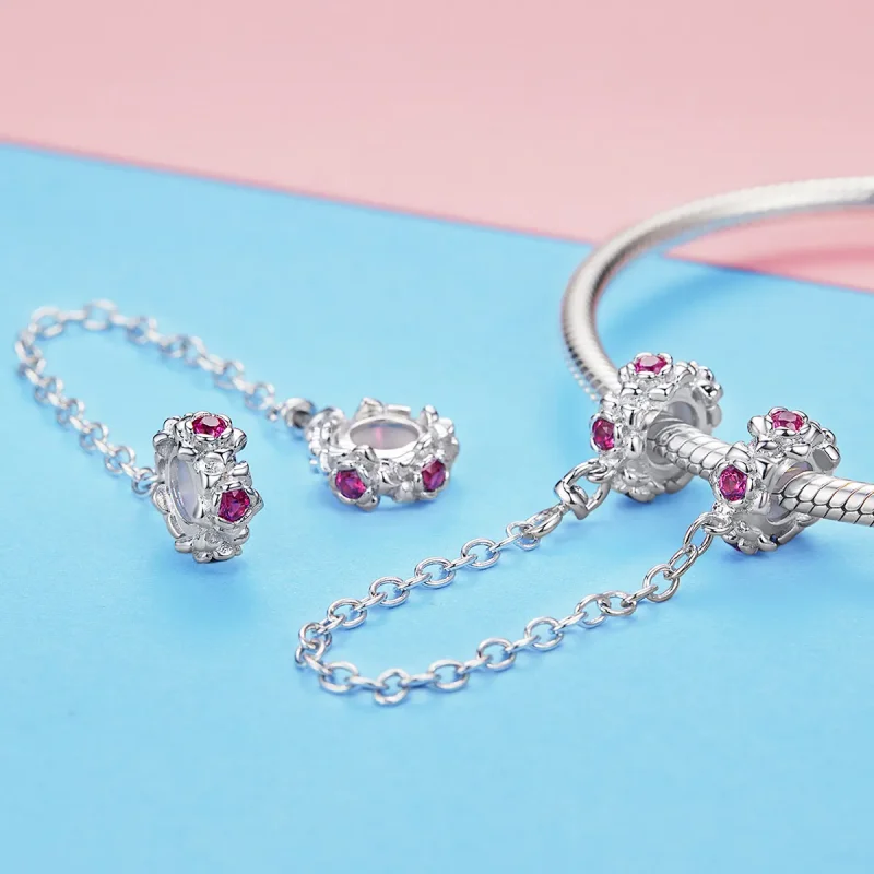 (image for) Pandora Style Silver Safety Chain Charm, Fairy's Garland - BSC035 - View 3