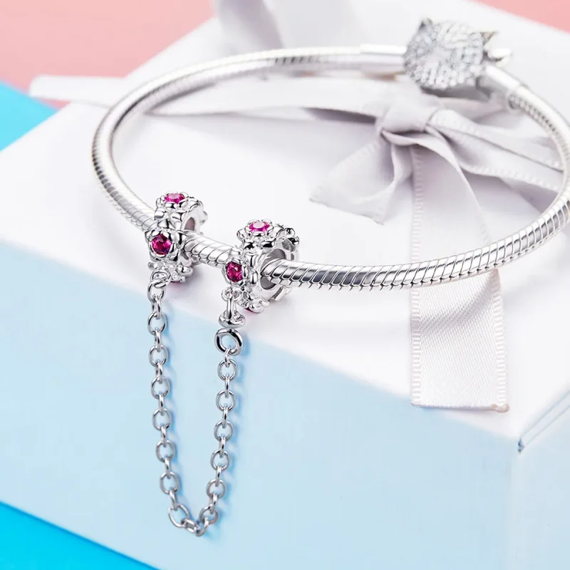 (image for) Pandora Style Silver Safety Chain Charm, Fairy's Garland - BSC035 - View 4