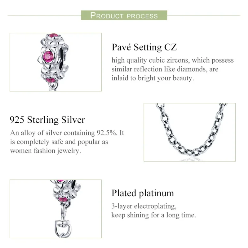 (image for) Pandora Style Silver Safety Chain Charm, Fairy's Garland - BSC035 - View 7