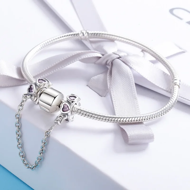 (image for) Pandora Style Silver Safety Chain Charm, Fragrant Heart - SCC562 - View 4