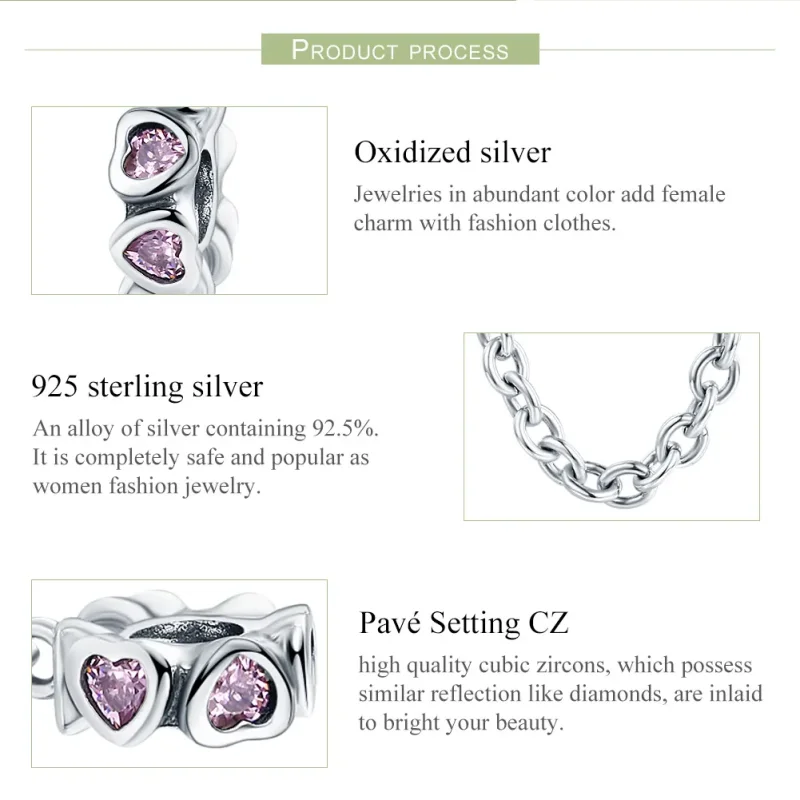 (image for) Pandora Style Silver Safety Chain Charm, Fragrant Heart - SCC562 - View 6