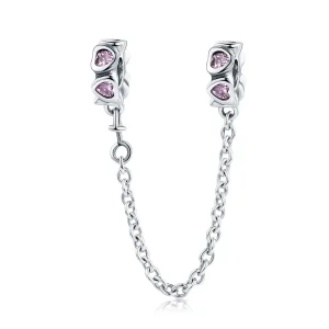 (image for) Pandora Style Silver Safety Chain Charm, Fragrant Heart - SCC562